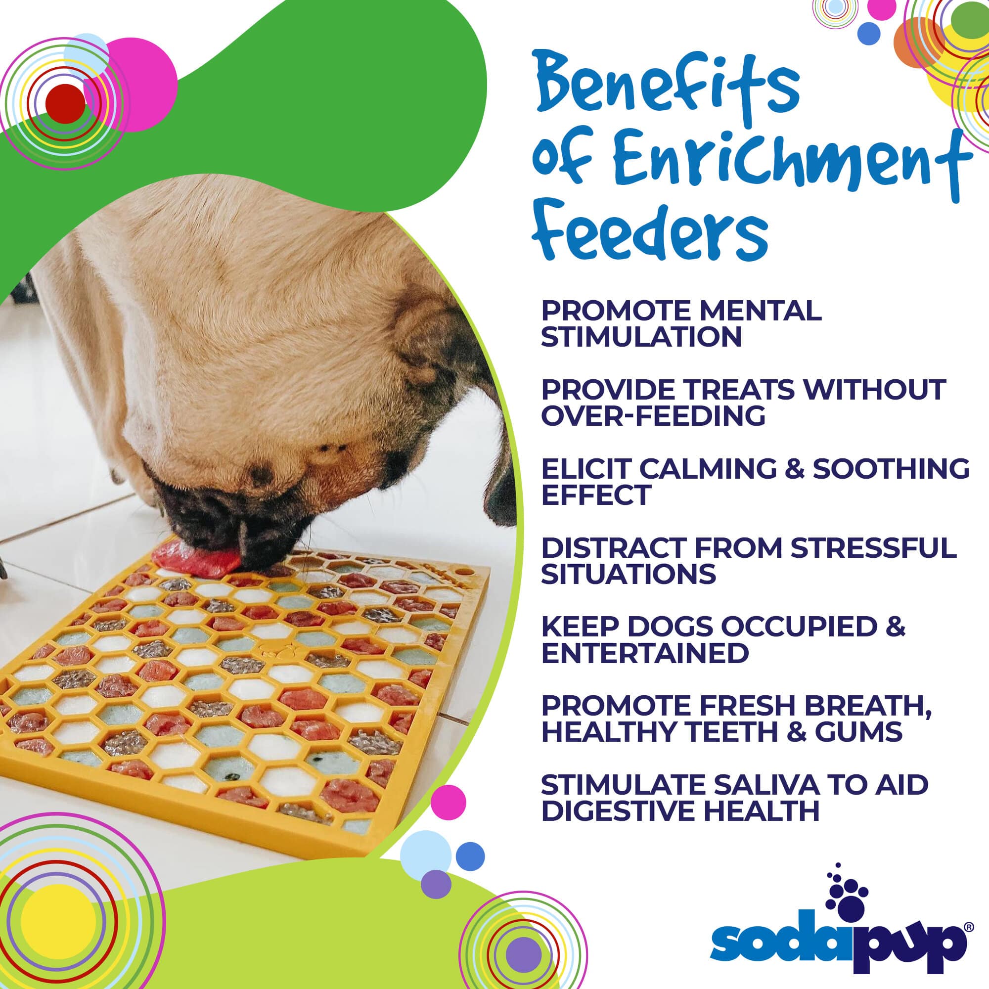 SodaPup Honeycomb eMat® Lick Mat & Slow Feeder for Dogs