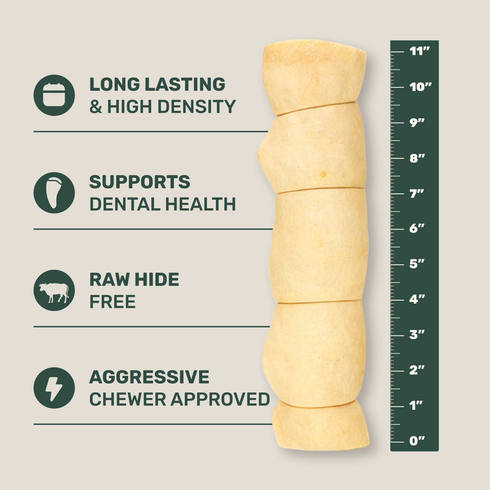Gargantuan Beef Cheek Rolls 11" – 3 Pack for Aggressive Chewers