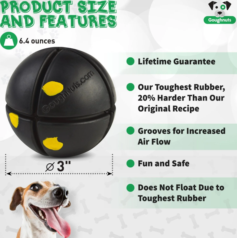 Goughnuts 50 Interactive Ball (3") for Power Chewers – Virtually Indestructible Dog Toy