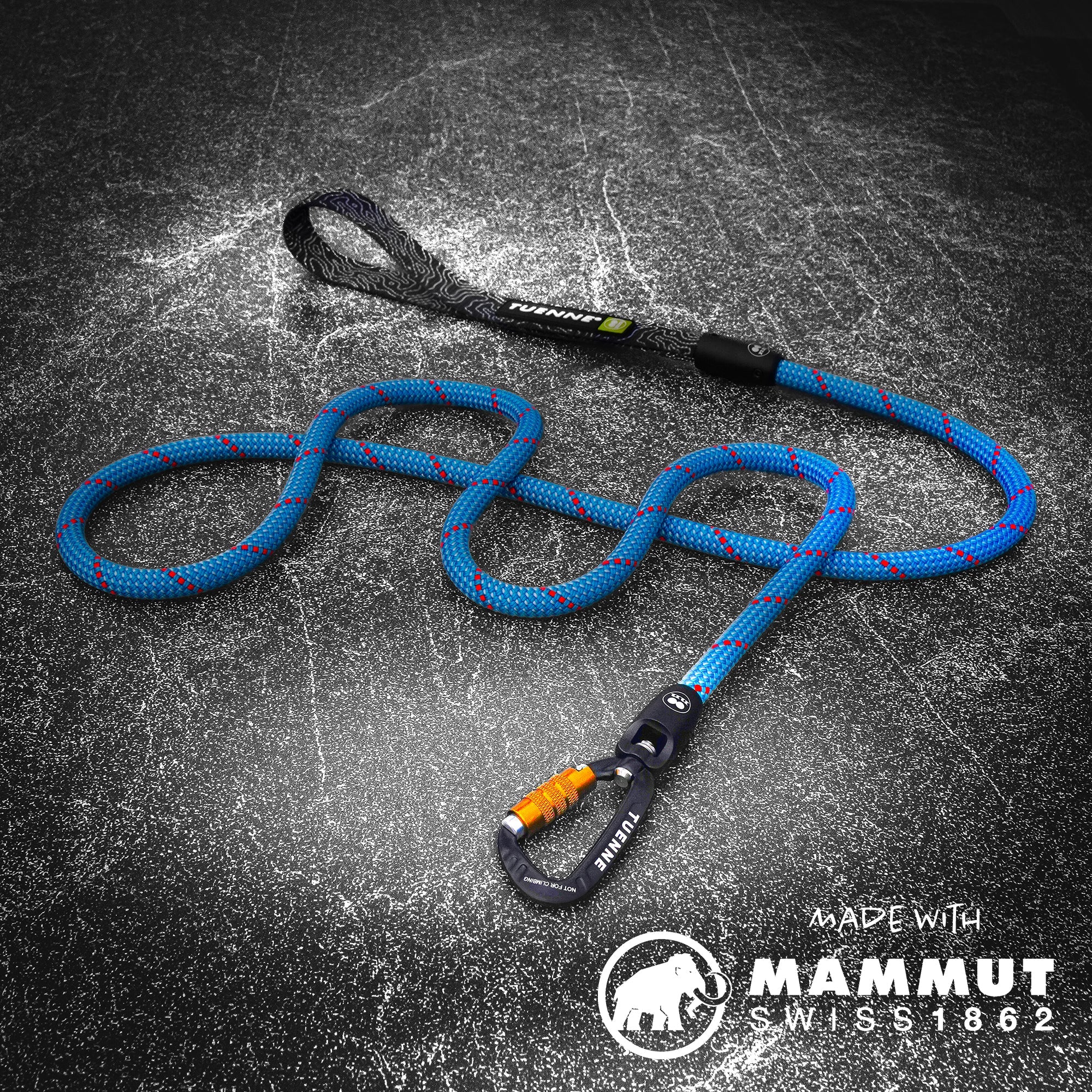 Rope Dog Leash with Auto-Locking Carabiner – 9.5mm Mammut Rope | Marine Blue | Tuenne