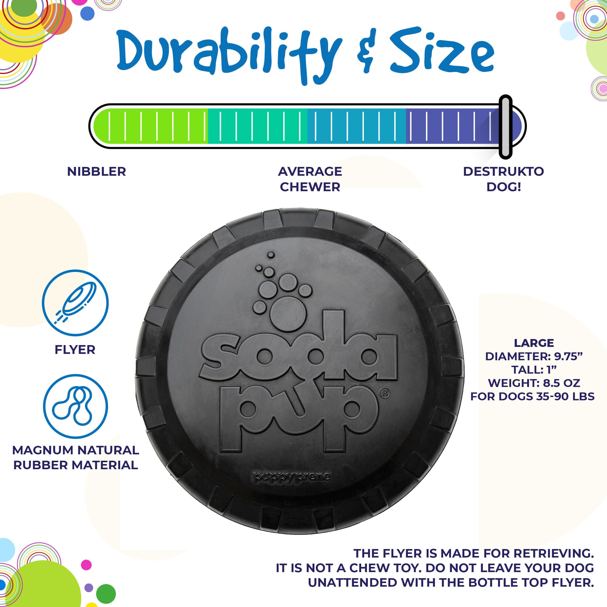 Magnum Bottle Top Flyer Rubber Frisbee Dog Toy for Power Chewers