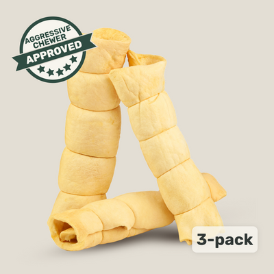 Gargantuan Beef Cheek Rolls 11" – 3 Pack for Aggressive Chewers