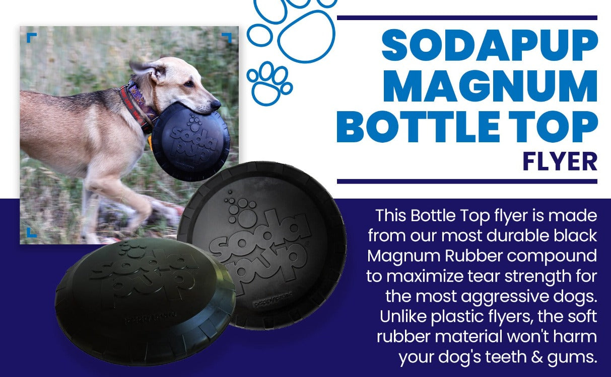 Magnum Bottle Top Flyer Rubber Frisbee Dog Toy for Power Chewers