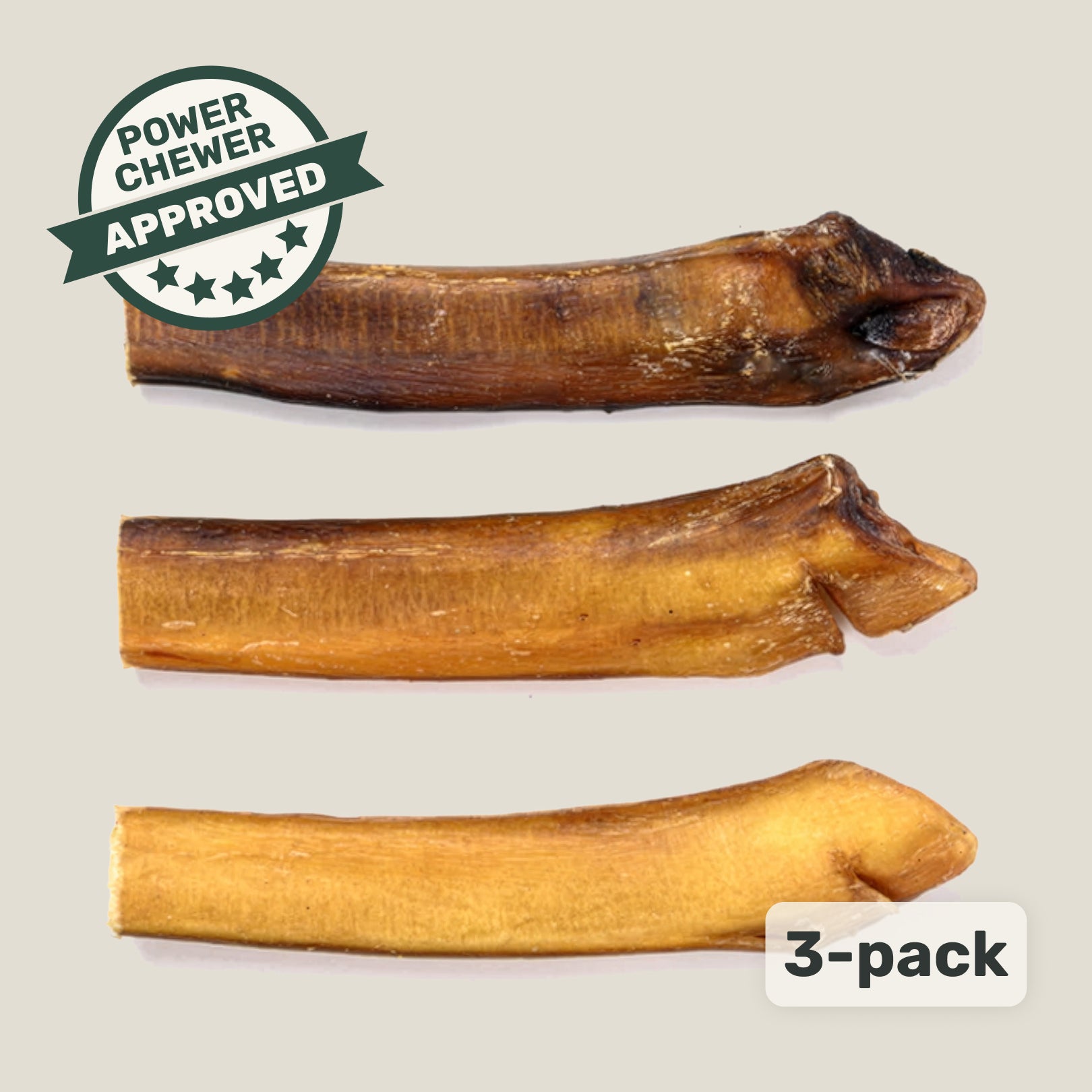 Gargantuan 6” Bully Sticks (3-Pack) for Power Chewers