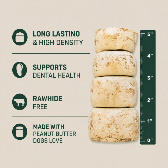5" Peanut Butter Beef Cheek Rolls | Rawhide-Free Dog Chews